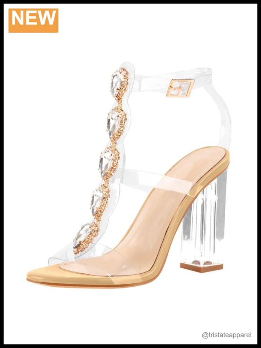 Rhinestones Crystal Sandals Chunky Heel Open Toe Party Sandals